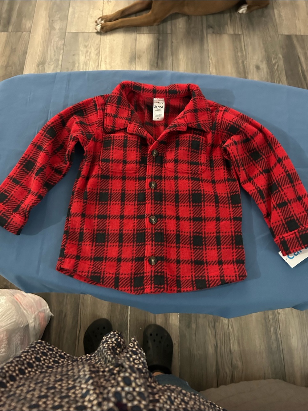 Carter's Red and Black Plaid Button-Up Shirt Jacket